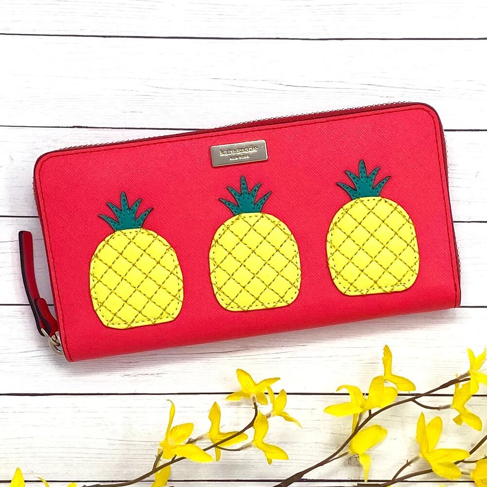 Kate Spade WLRU2885 How Refreshing Neda Pineapple Wallet Geranium NWT